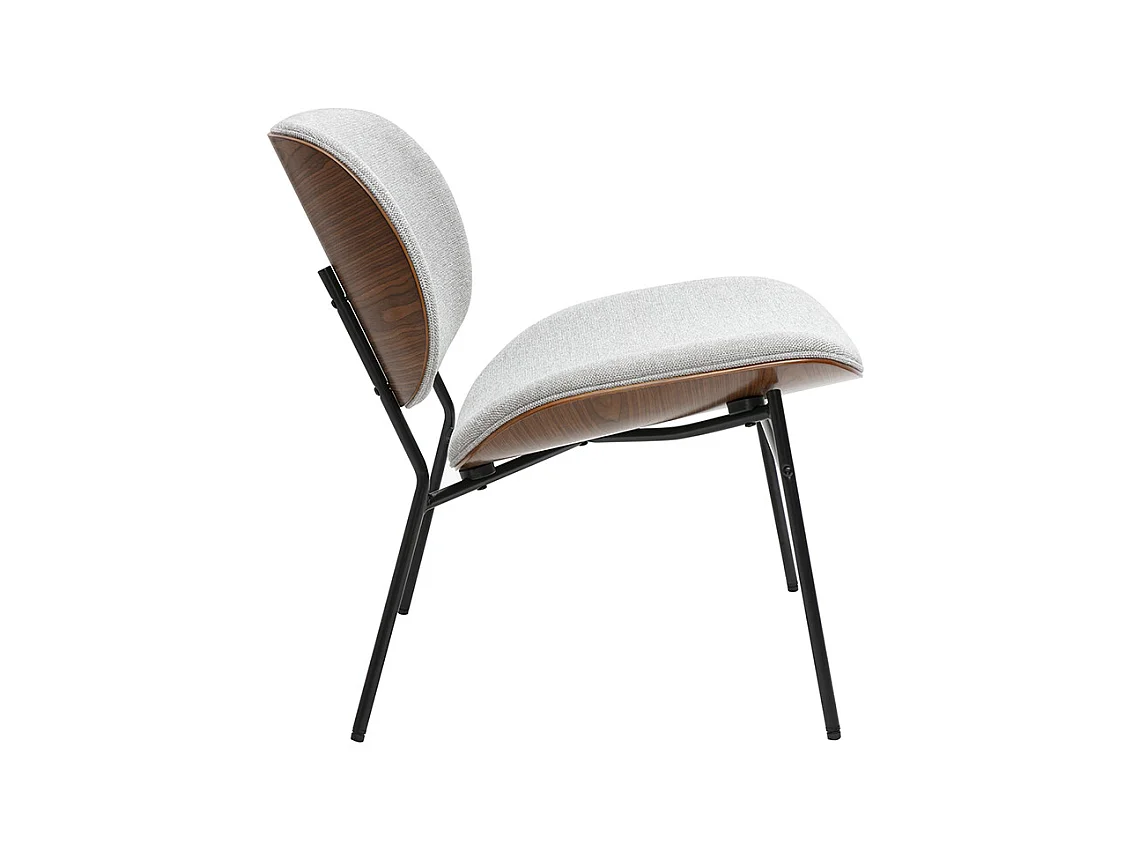 Fauteuil en tissu effet velours texturé gris et métal noir SHELBY