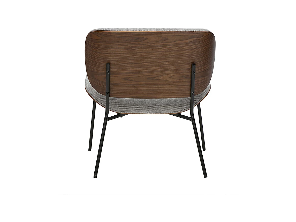 Fauteuil en tissu effet velours texturé gris et métal noir SHELBY