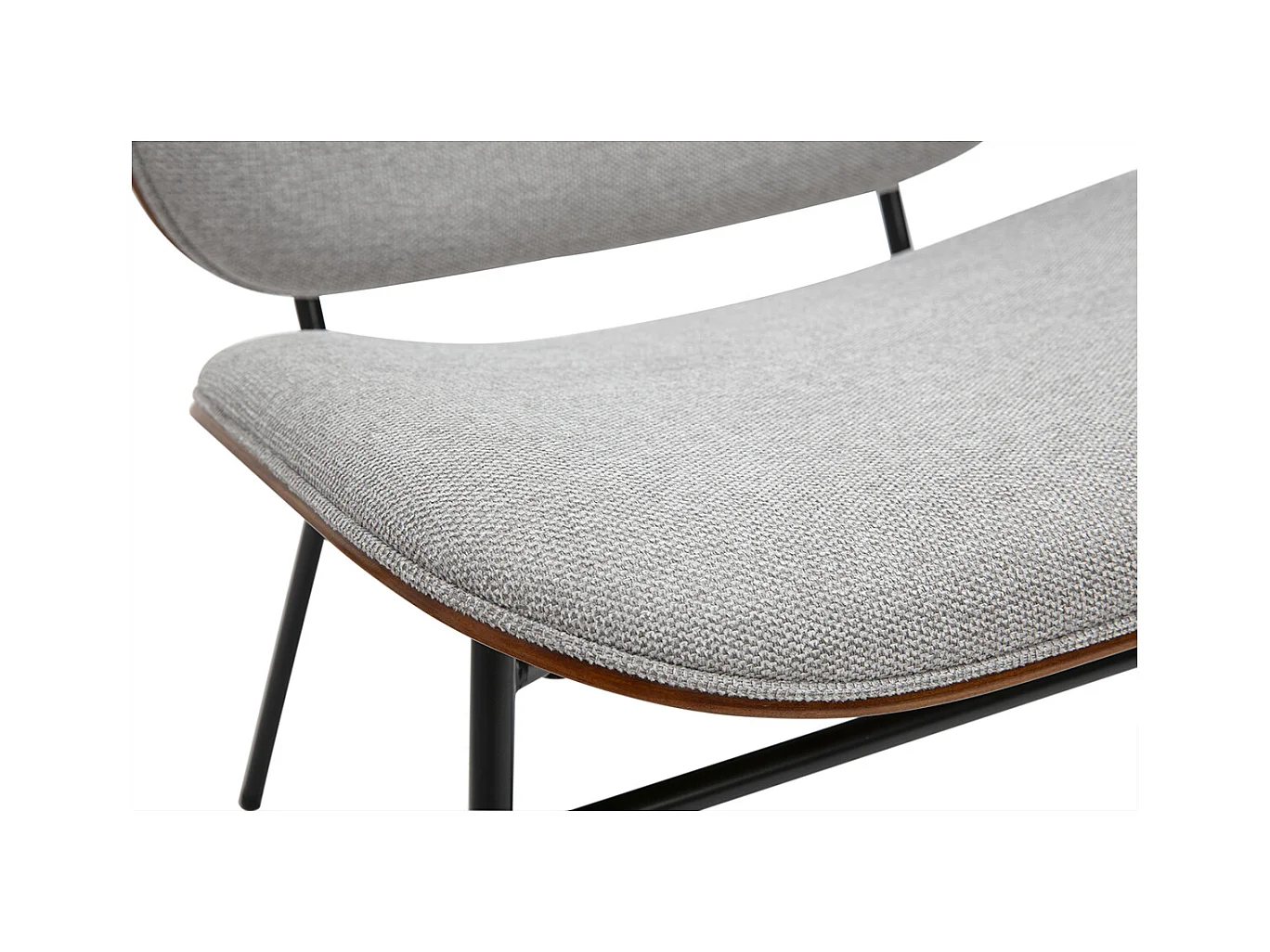 Fauteuil en tissu effet velours texturé gris et métal noir SHELBY