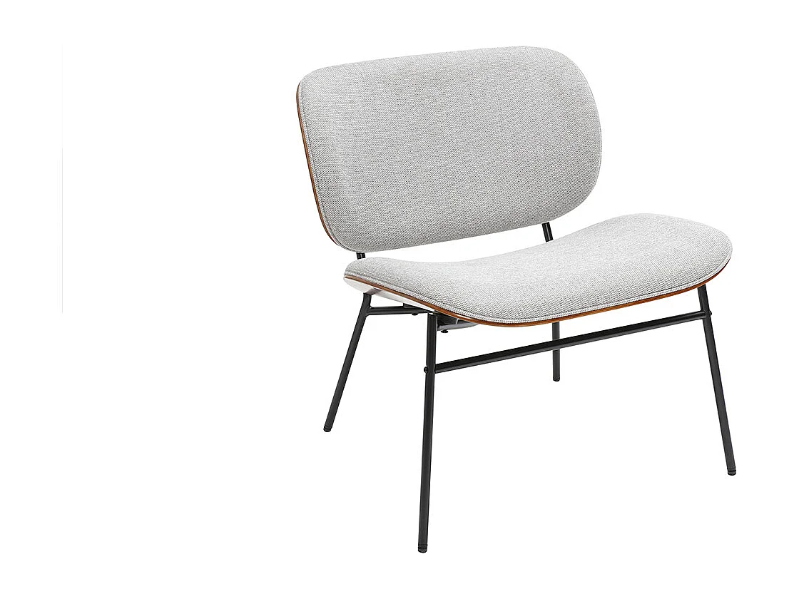 Sillón en tejido efecto terciopelo texturizado gris y metal negro SHELBY