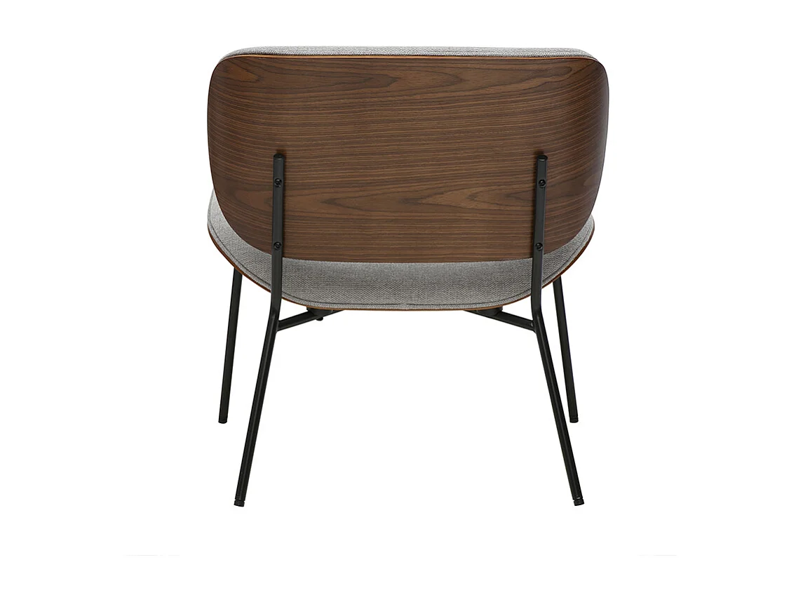 Sillón en tejido efecto terciopelo texturizado gris y metal negro SHELBY