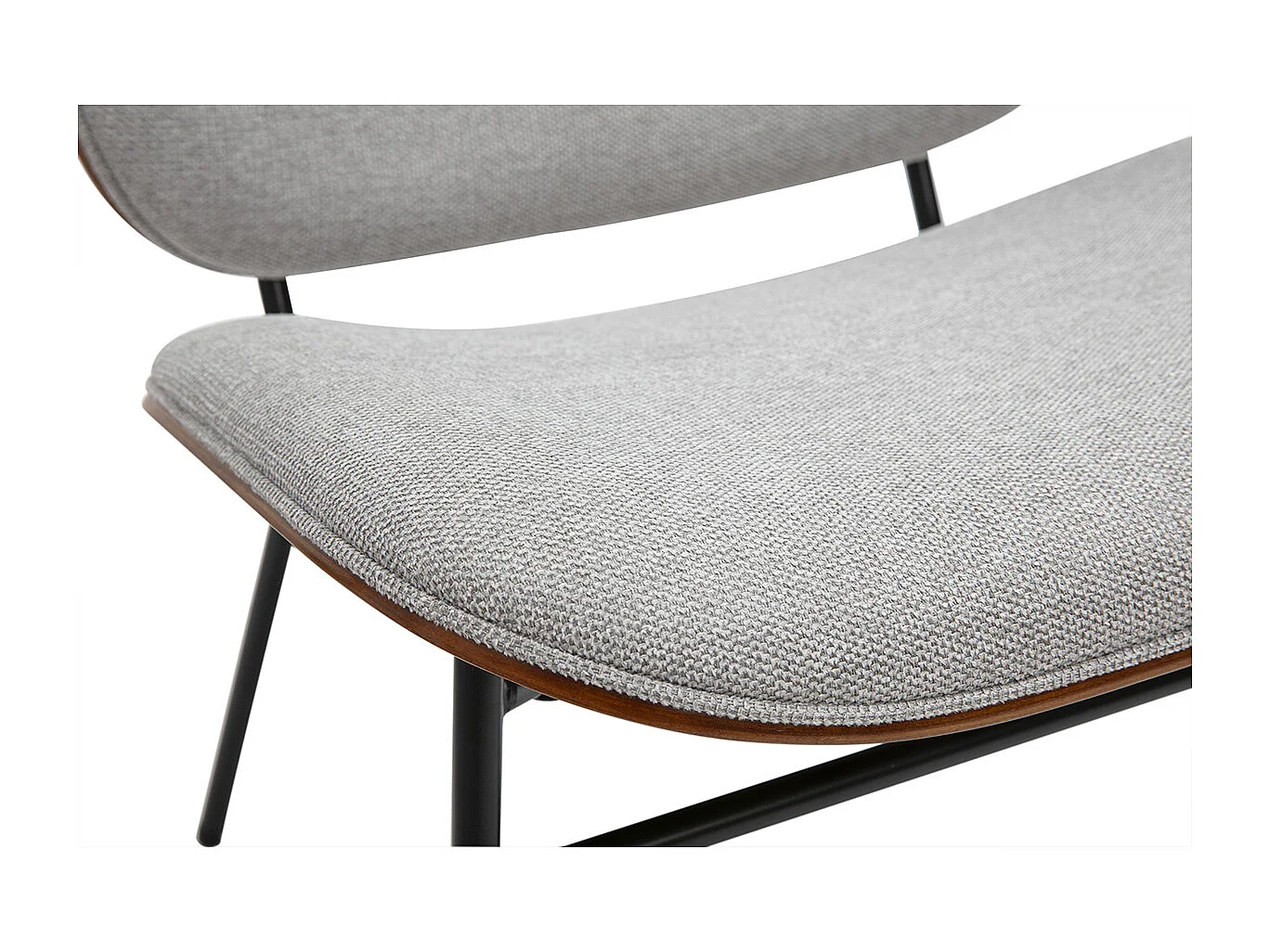 Sillón en tejido efecto terciopelo texturizado gris y metal negro SHELBY