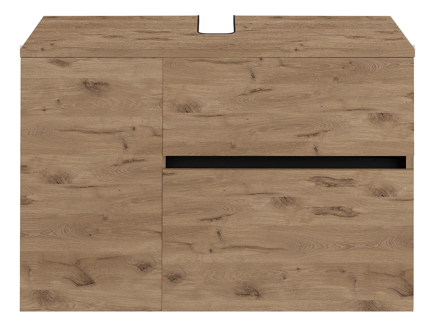 Wisla  | Meuble évier avec 1 porte et 1 tiroir 1 abattant aspect chêne