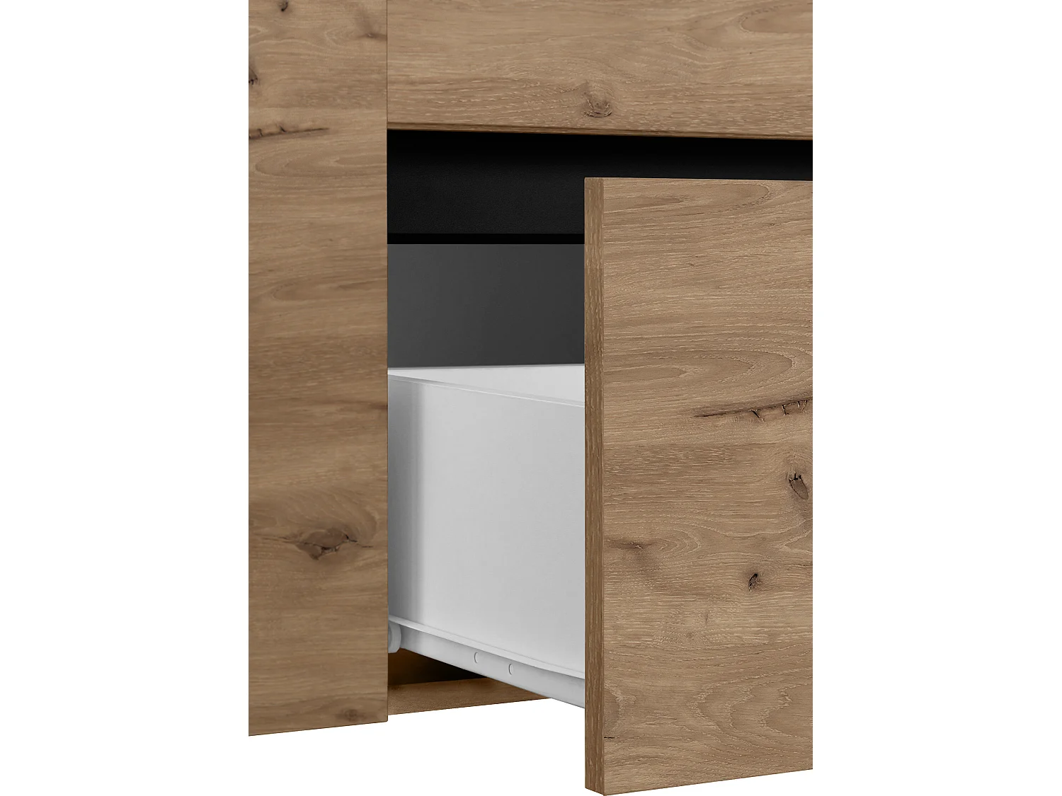 Wisla  | Armario de fregadero con 1 puerta y 1 cajón y 1 solapa en aspecto de roble