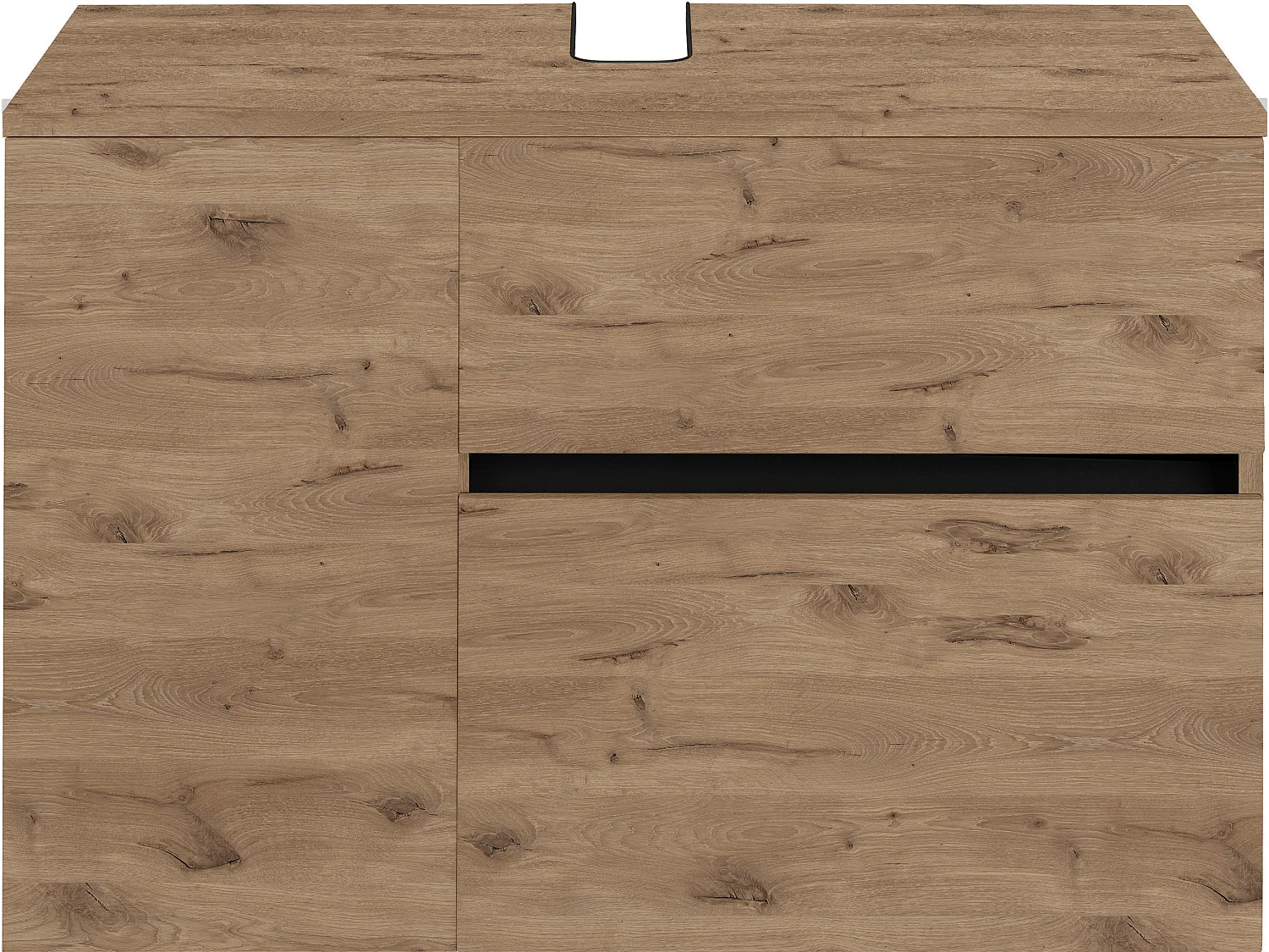 Wisla  | Meuble évier avec 1 porte et 1 tiroir 1 abattant aspect chêne