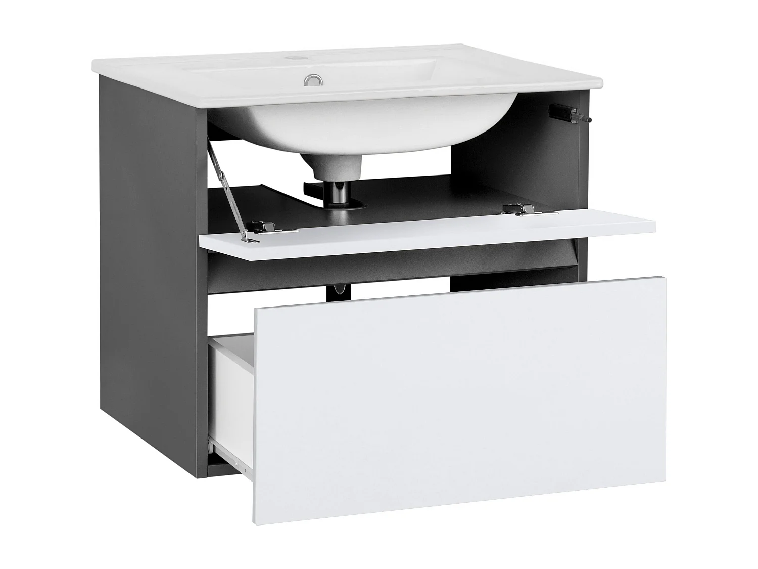 Wisla  | Meuble de salle de bain avec 1 rabat 1 tiroir en blanc anthracite