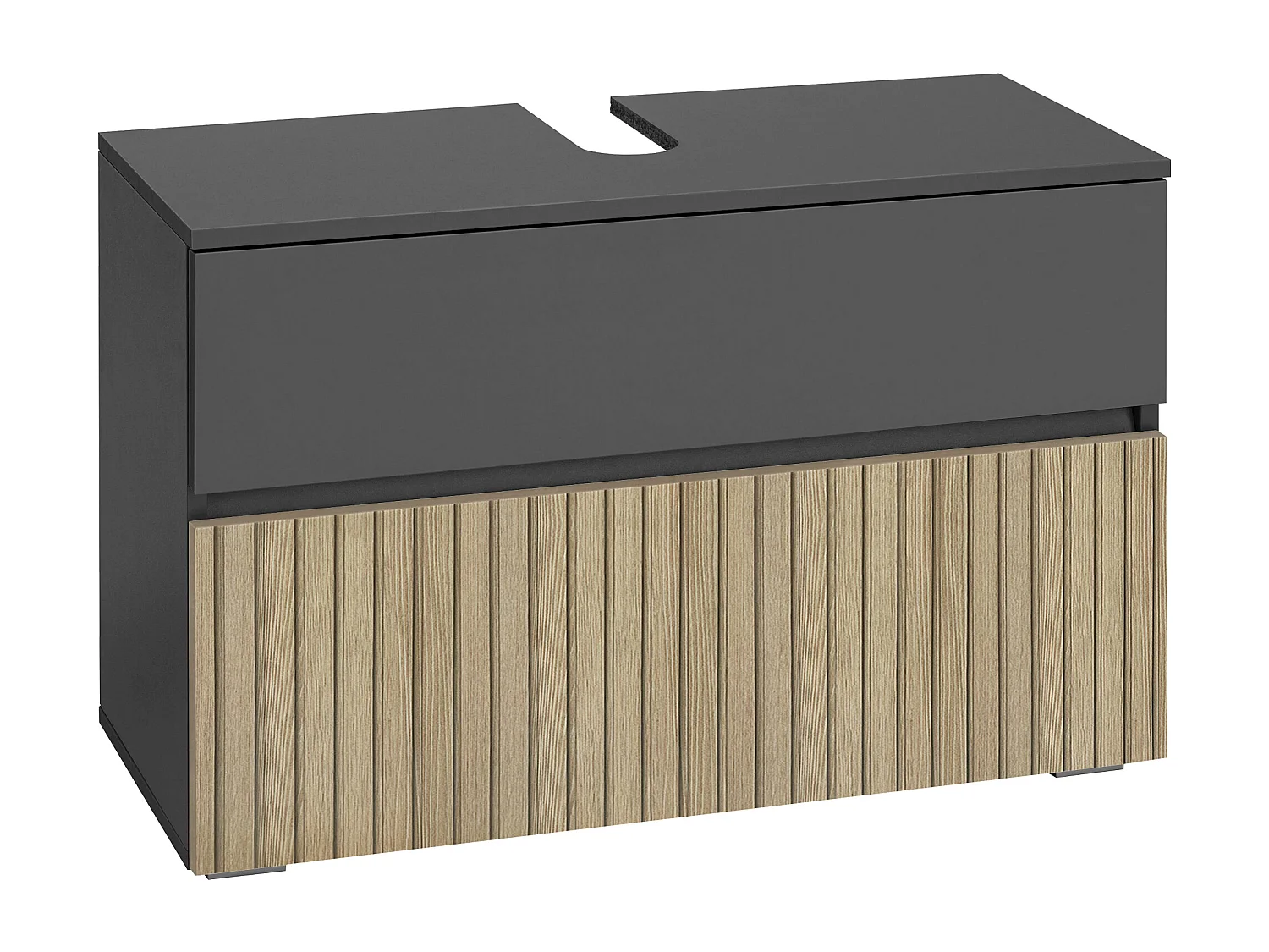 Wisla  | Mobile lavello con 1 ribalta 1 cassetto in legno effetto antracite