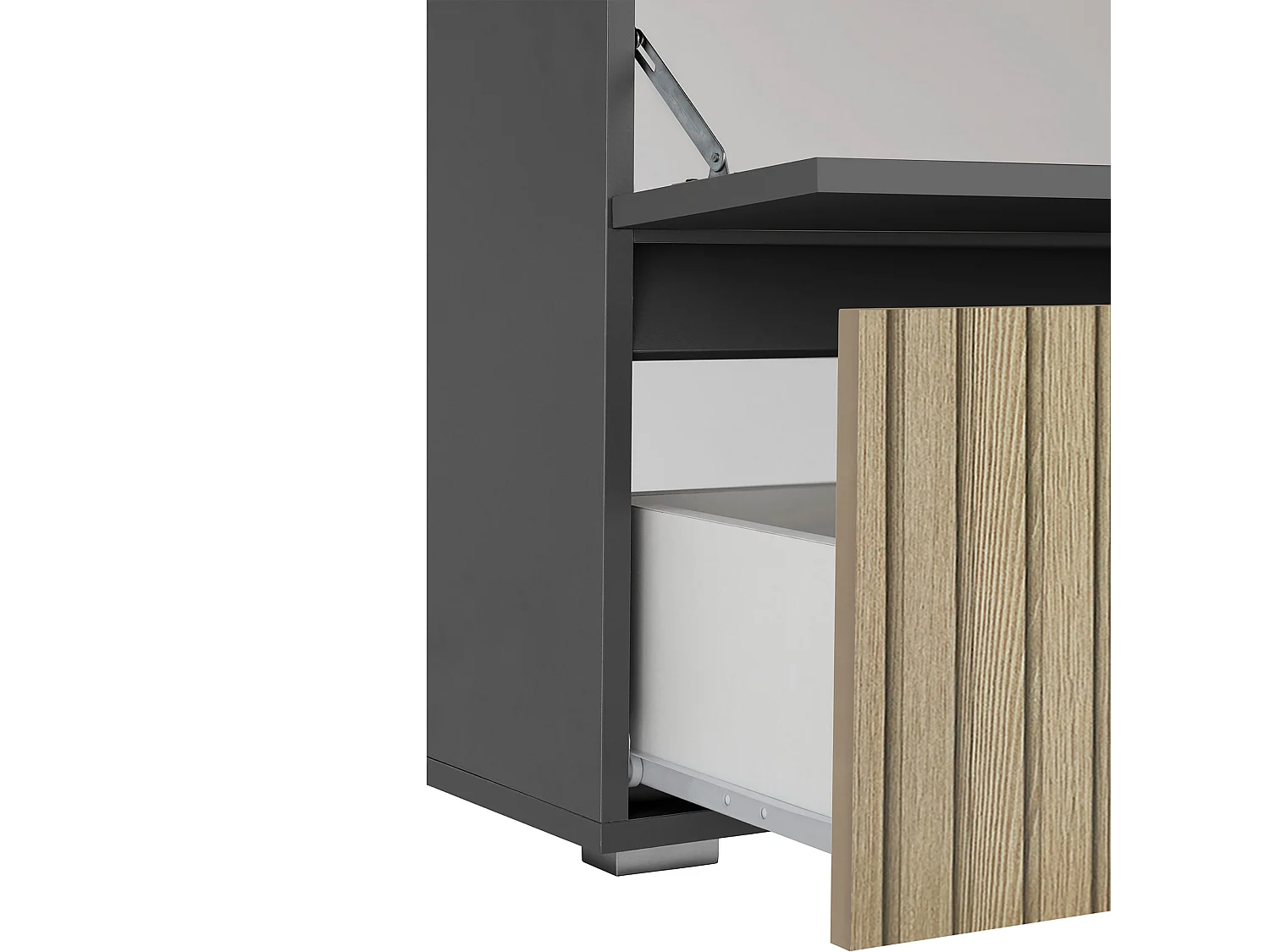 Wisla  | Mobile lavello con 1 ribalta 1 cassetto in legno effetto antracite