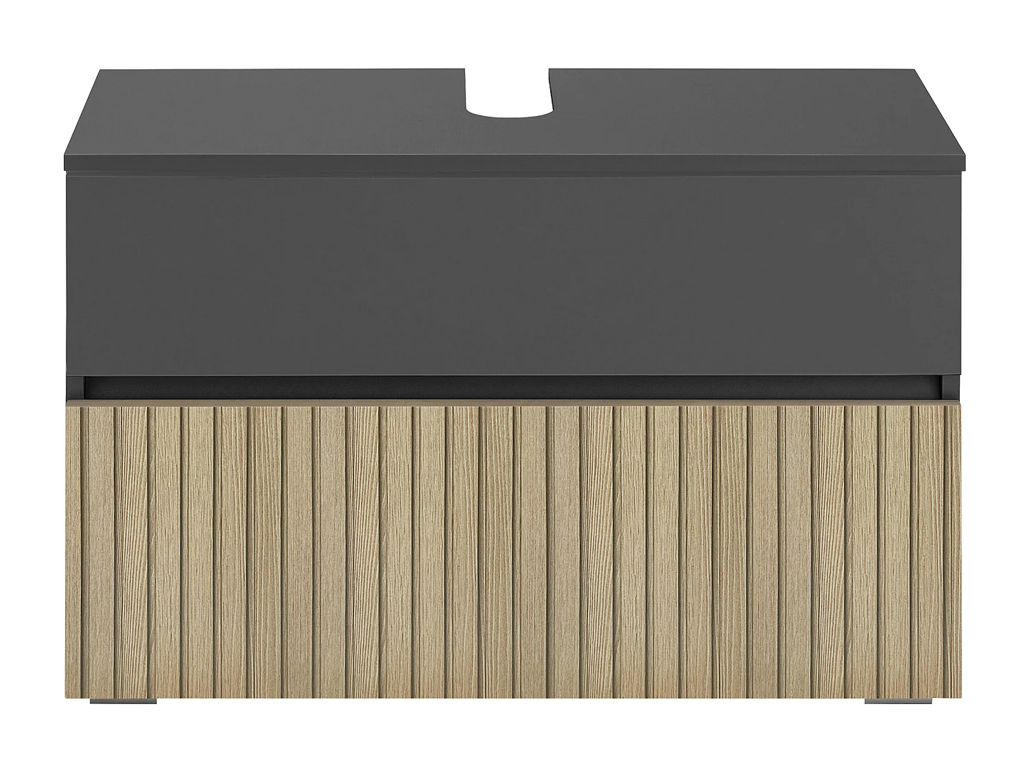 Wisla  | Meuble évier avec 1 rabat 1 tiroir aspect bois anthracite