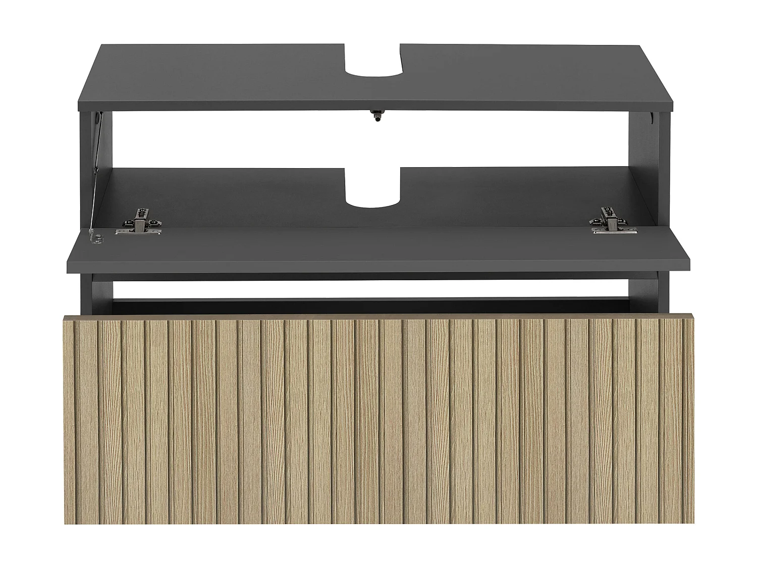 Wisla  | Meuble évier avec 1 rabat 1 tiroir aspect bois anthracite