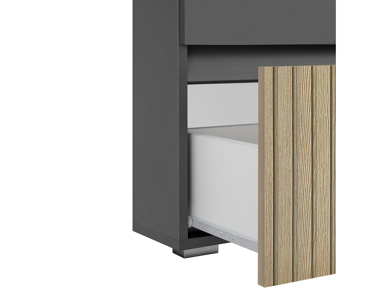 Wisla  | Meuble évier avec 1 rabat 1 tiroir aspect bois anthracite