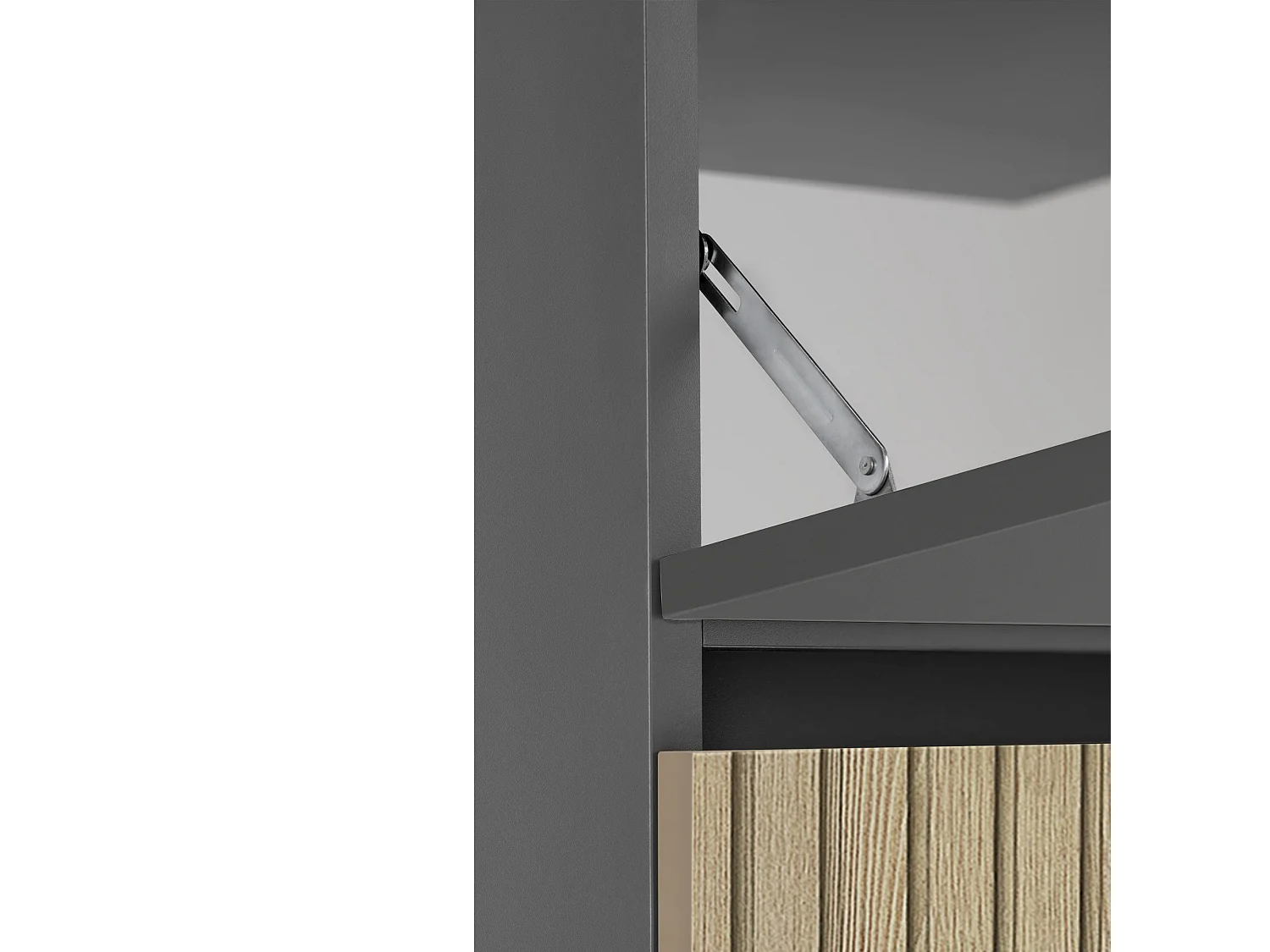 Wisla  | Meuble évier avec 1 rabat 1 tiroir aspect bois anthracite