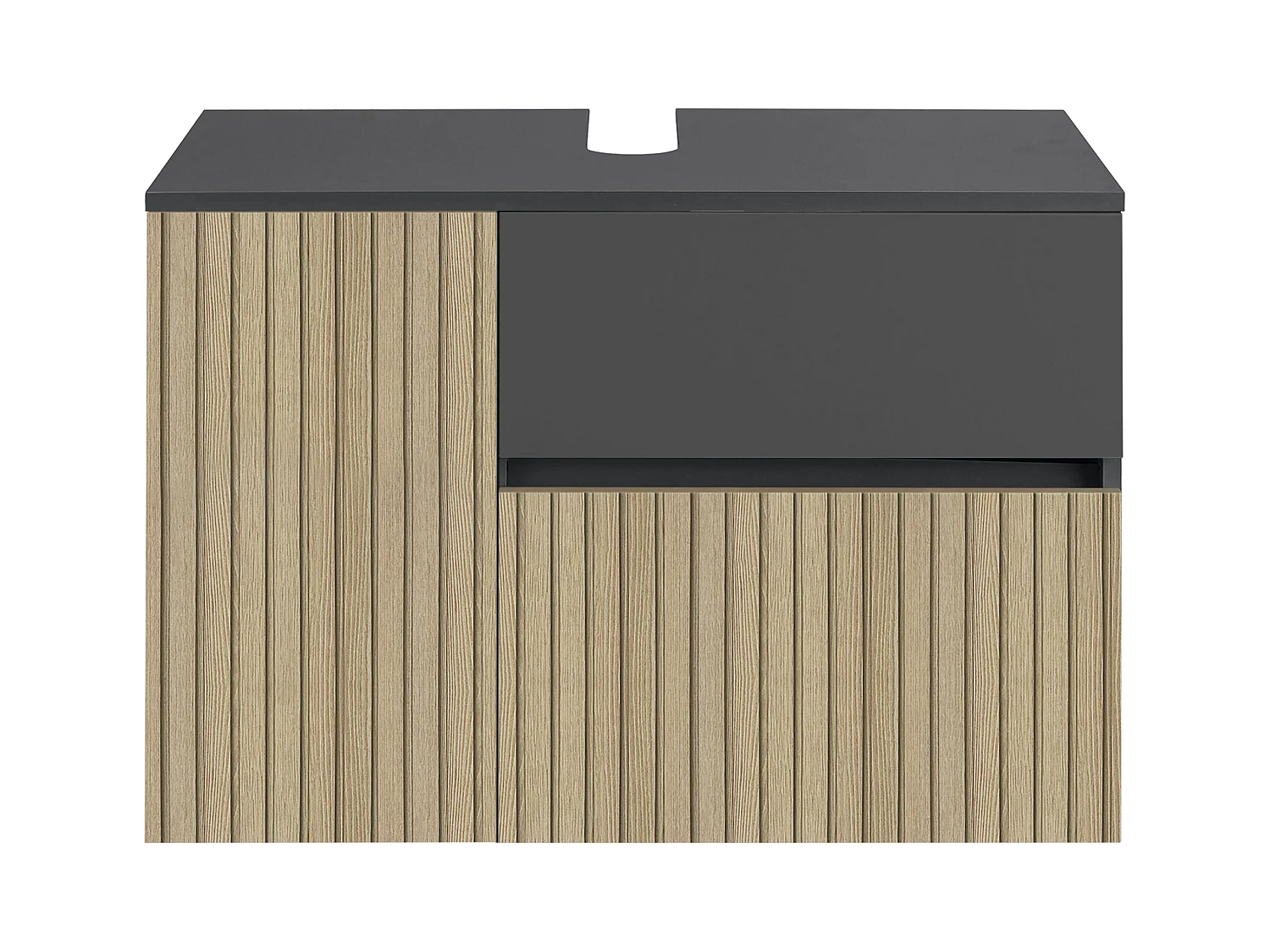 Wisla  | Meuble évier avec 1 porte et 1 tiroir 1 abattant aspect chêne