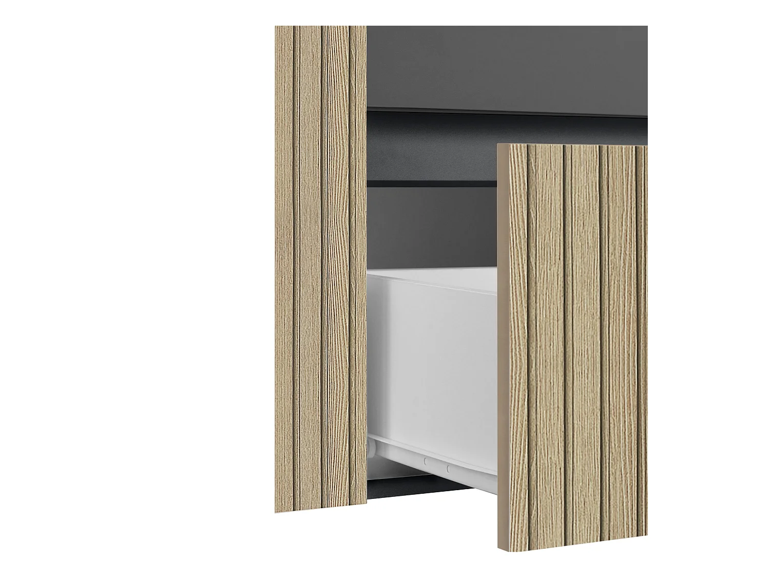 Wisla  | Meuble évier avec 1 porte et 1 tiroir 1 abattant aspect chêne