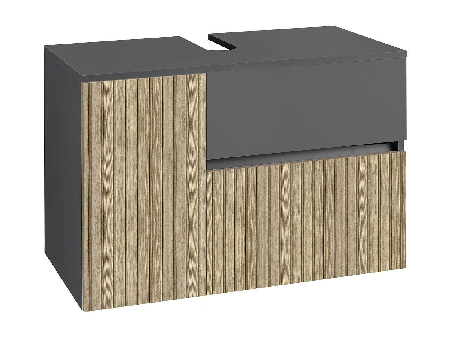 Wisla  | Mueble fregadero con 1 puerta y 1 cajón 1 solapa en aspecto roble