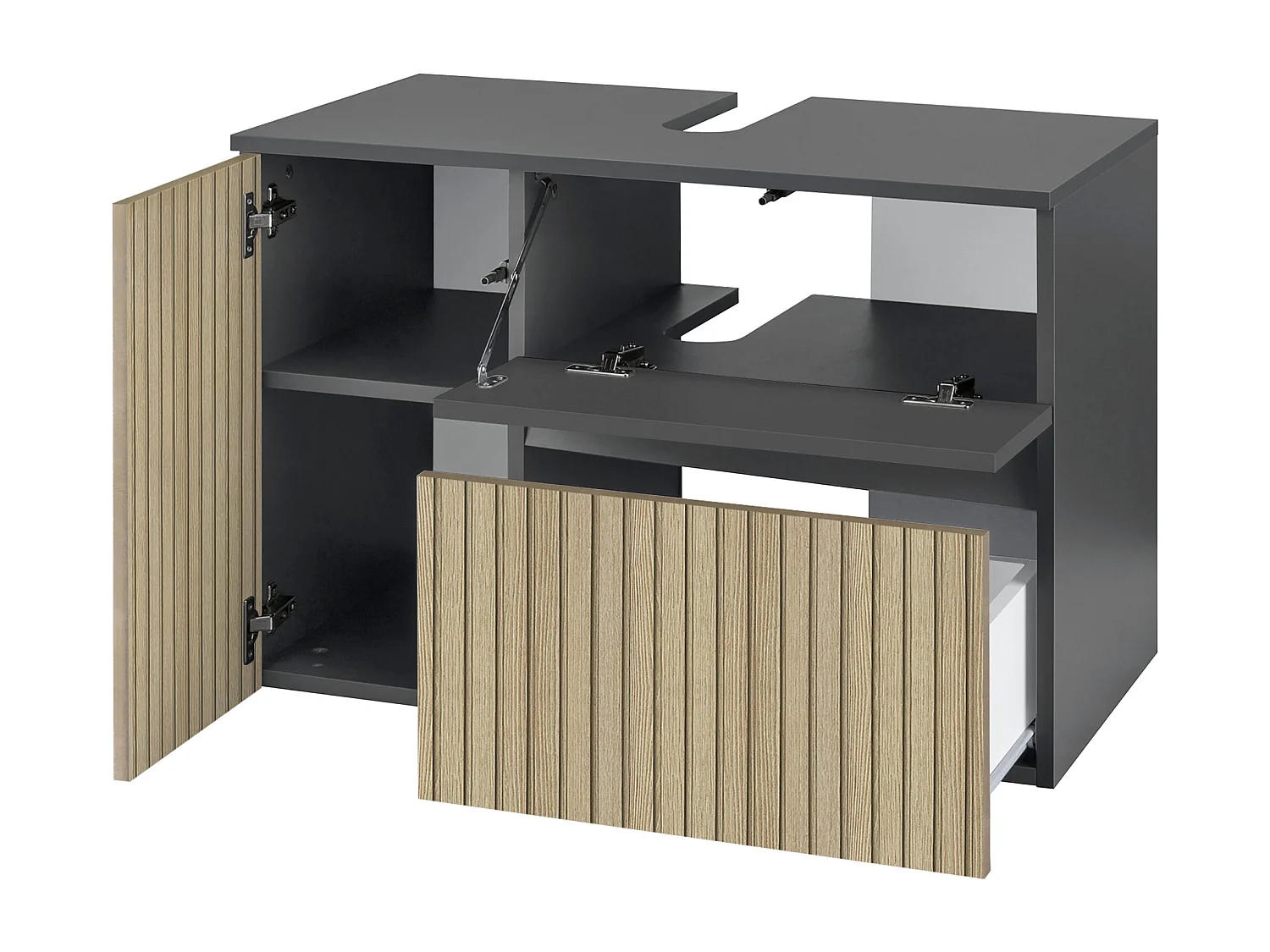 Wisla  | Mueble fregadero con 1 puerta y 1 cajón 1 solapa en aspecto roble