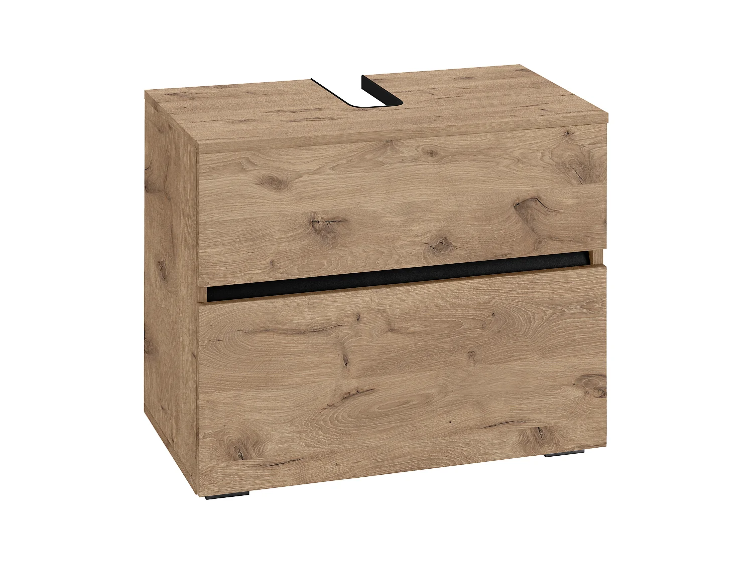 Wisla  | Armoire évier avec 1 porte à rabat et 1 tiroir aspect chêne