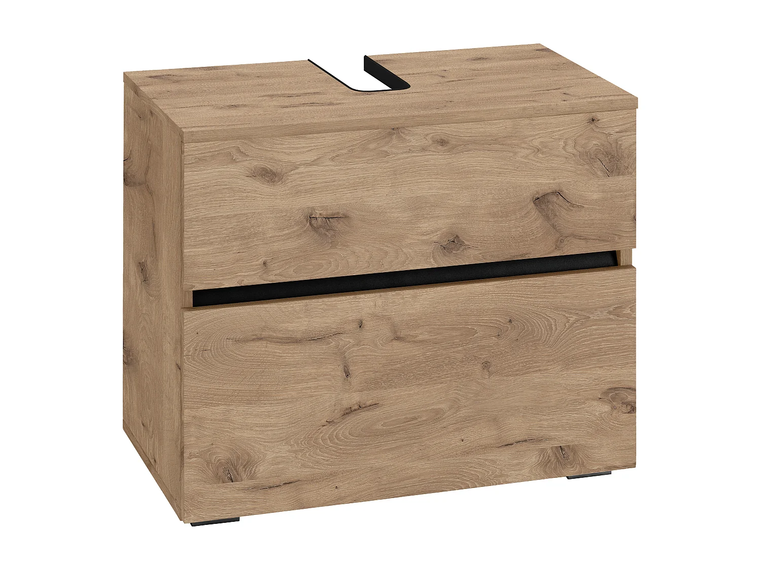 Wisla  | Armoire évier avec 1 porte à rabat et 1 tiroir aspect chêne