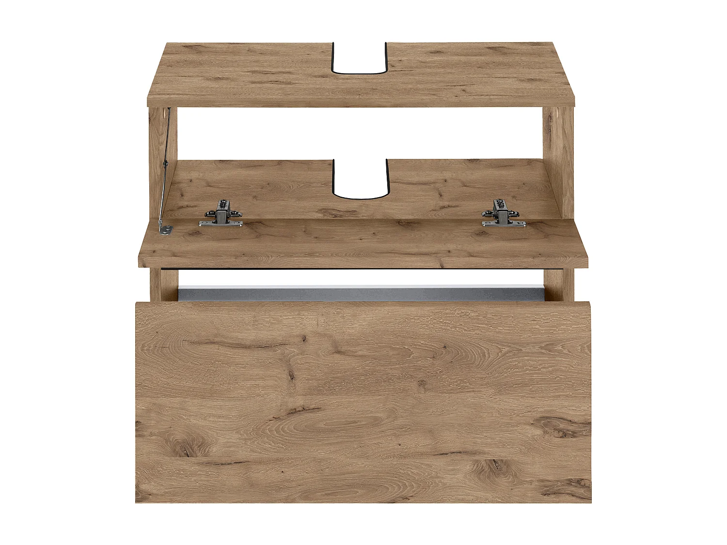 Wisla  | Armoire évier avec 1 porte à rabat et 1 tiroir aspect chêne