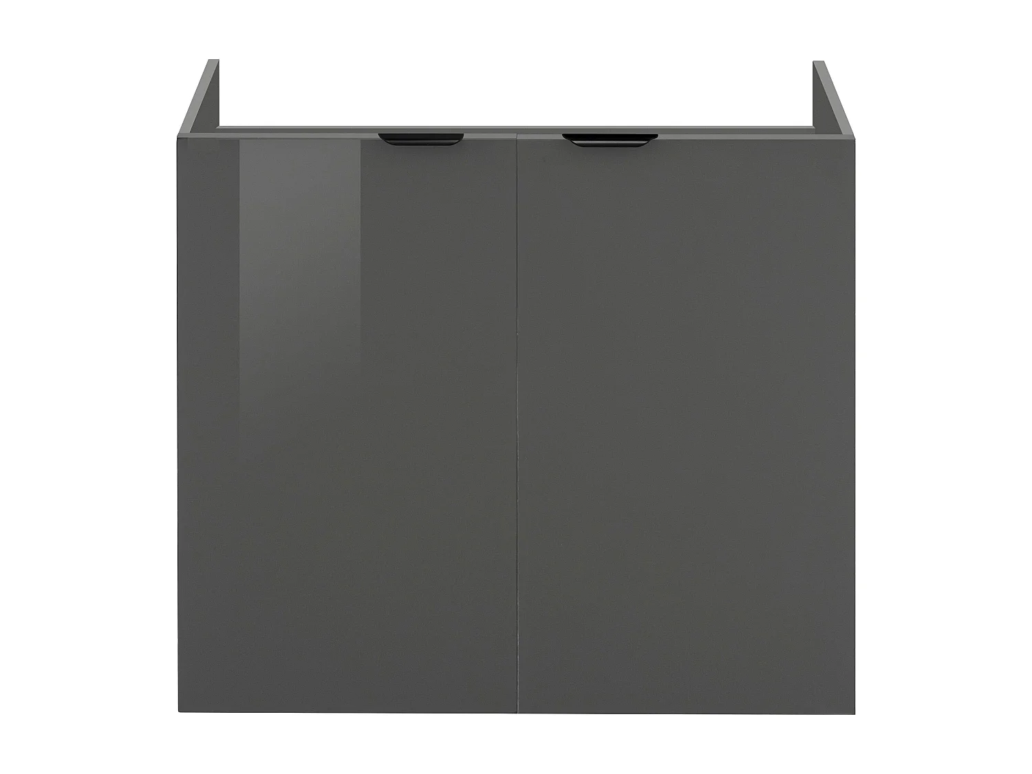 Atlas | Meuble évier mural avec 2 portes en gris aspect bois