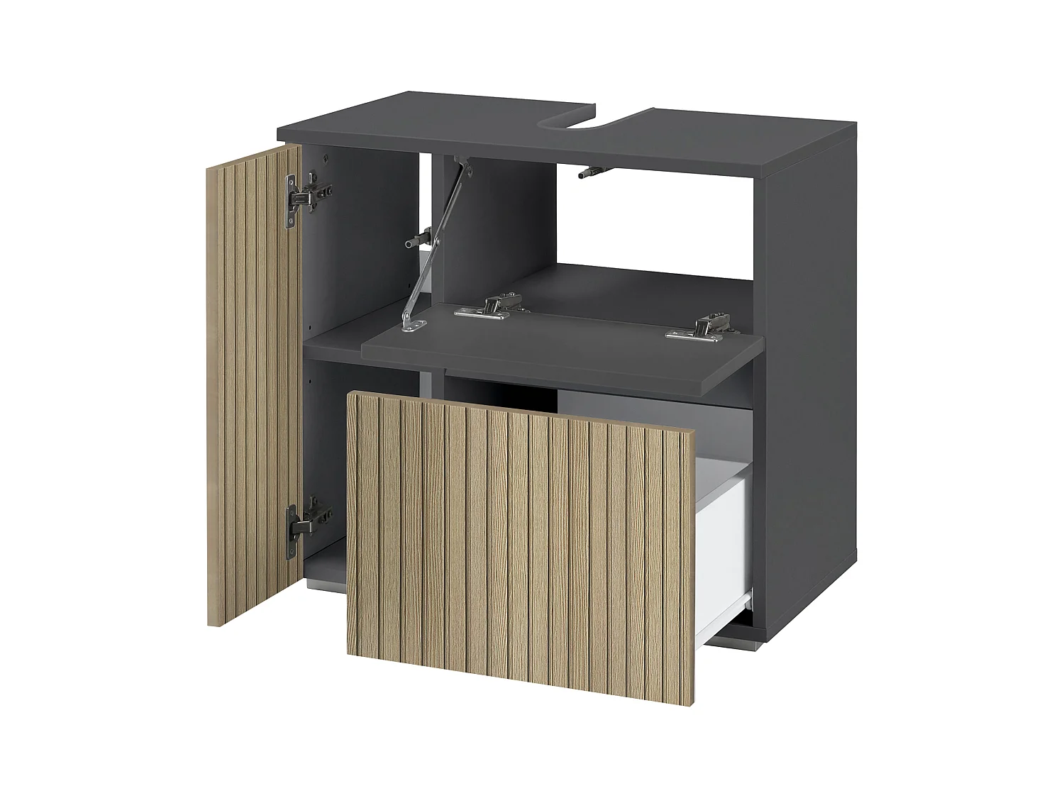 Wisla  | Armoire évier avec 1 porte et 1 tiroir 1 abattant en anthracite