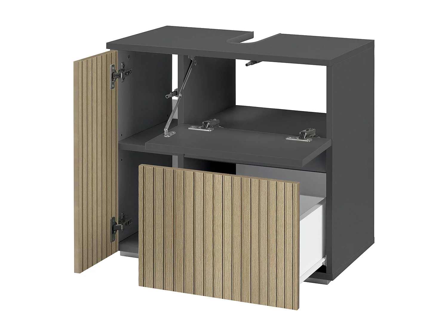 Wisla  | Armoire évier avec 1 porte et 1 tiroir 1 abattant en anthracite