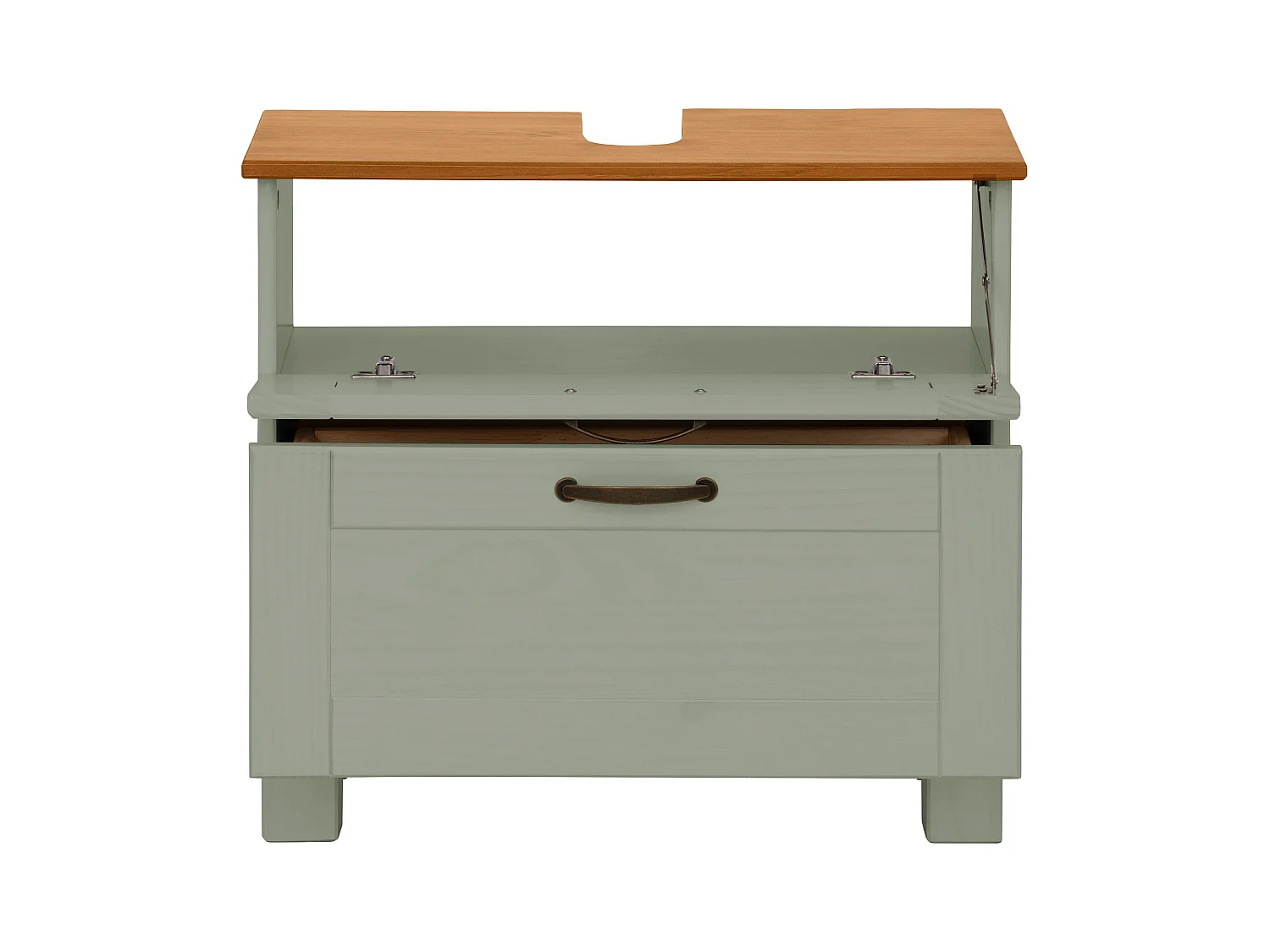 Alby | Armario de fregadero con 1 puerta abatible y 1 cajón en aspecto verde madera