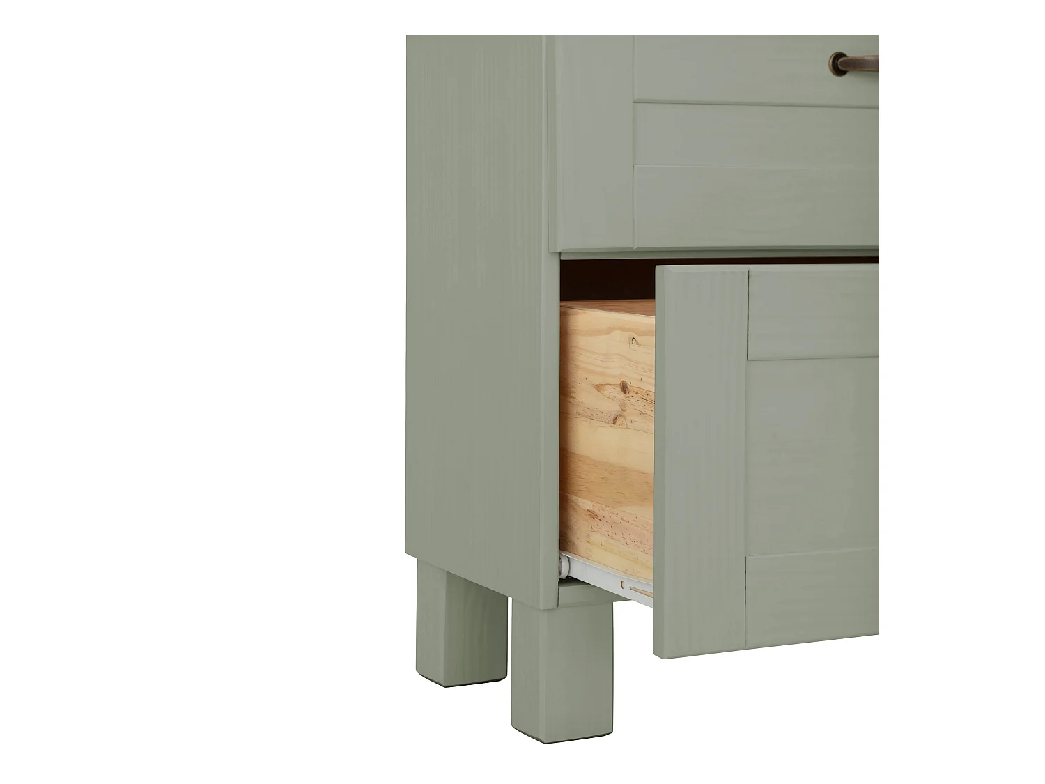 Alby | Armario de fregadero con 1 puerta abatible y 1 cajón en aspecto verde madera