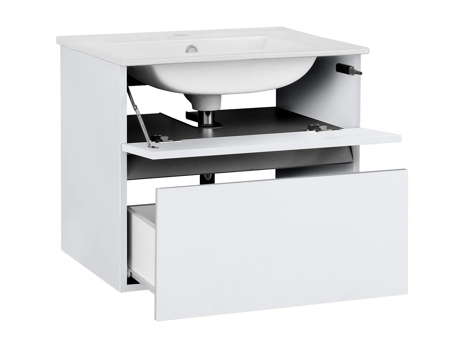 Wisla  | Meuble de salle de bain avec 1 rabat 1 tiroir aspect bois blanc