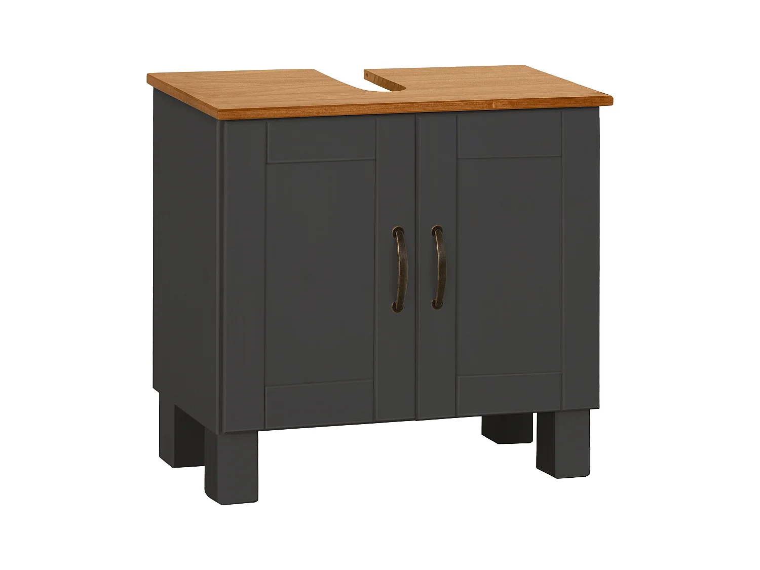 Alby | Meuble évier avec 2 portes en aspect bois anthracite