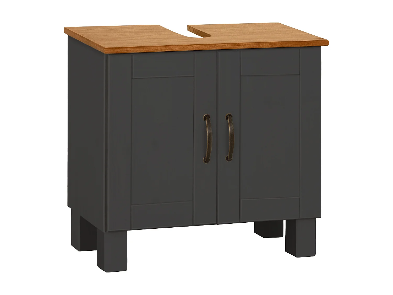 Alby | Meuble évier avec 2 portes en aspect bois anthracite