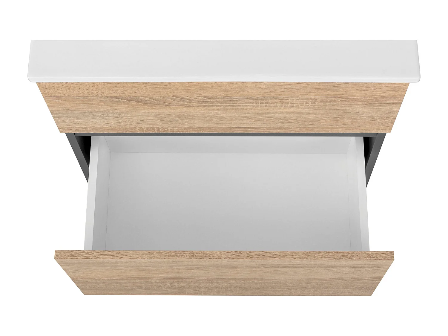 Wisla  | Meuble de salle de bain avec 1 abattant 1 tiroir aspect chêne anthracite