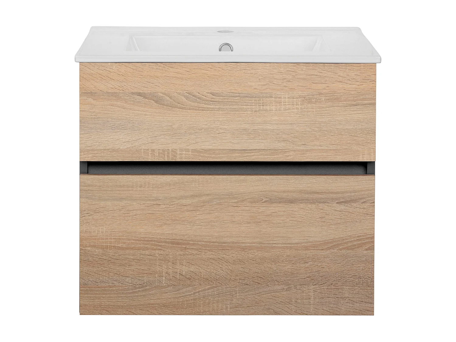 Wisla | Meuble de salle de bain avec 1 porte abattante et 1 tiroir, finition chêne anthracite (lavabo non inclus)