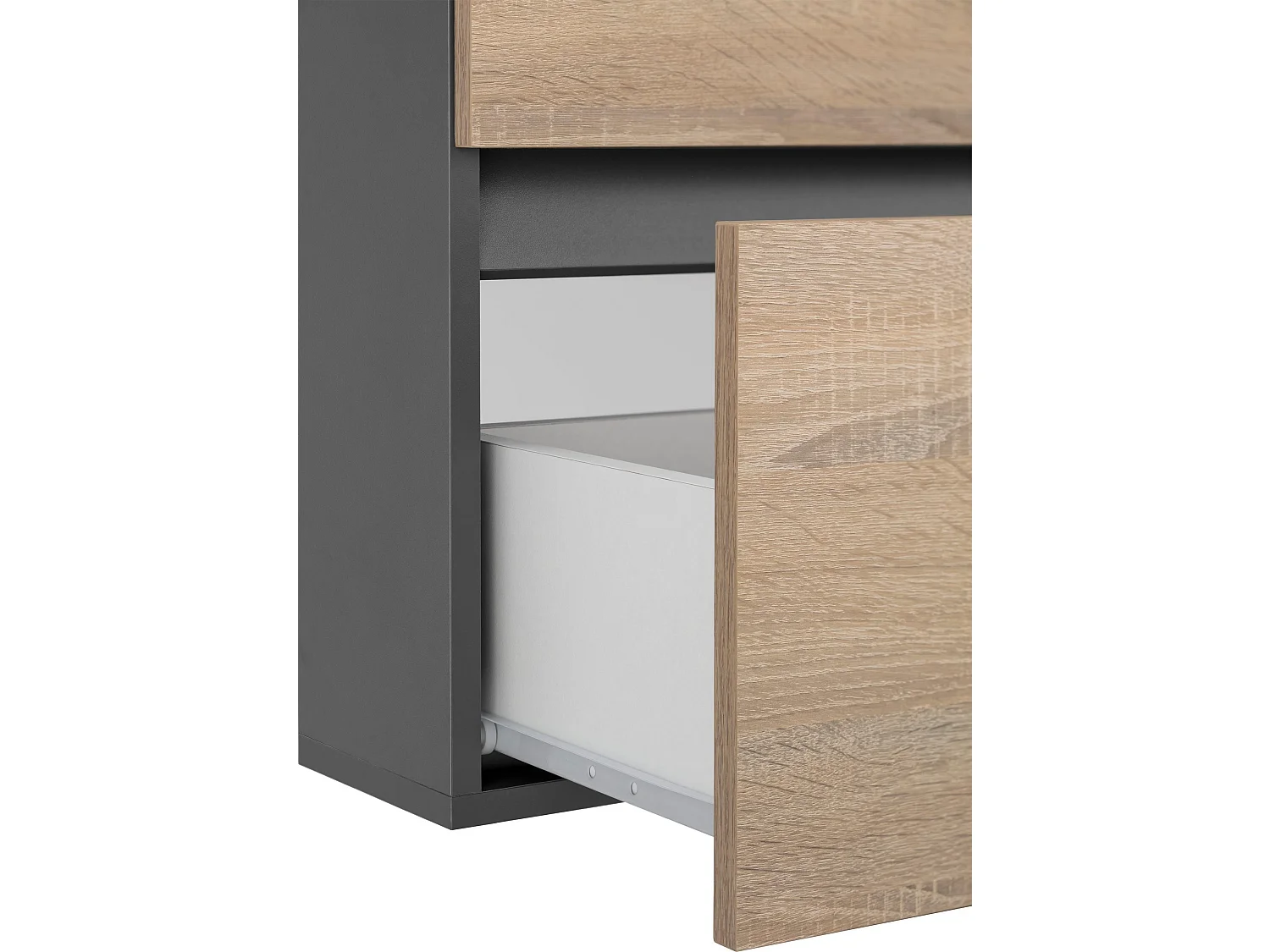 Wisla | Meuble de salle de bain avec 1 porte abattante et 1 tiroir, finition chêne anthracite (lavabo non inclus)