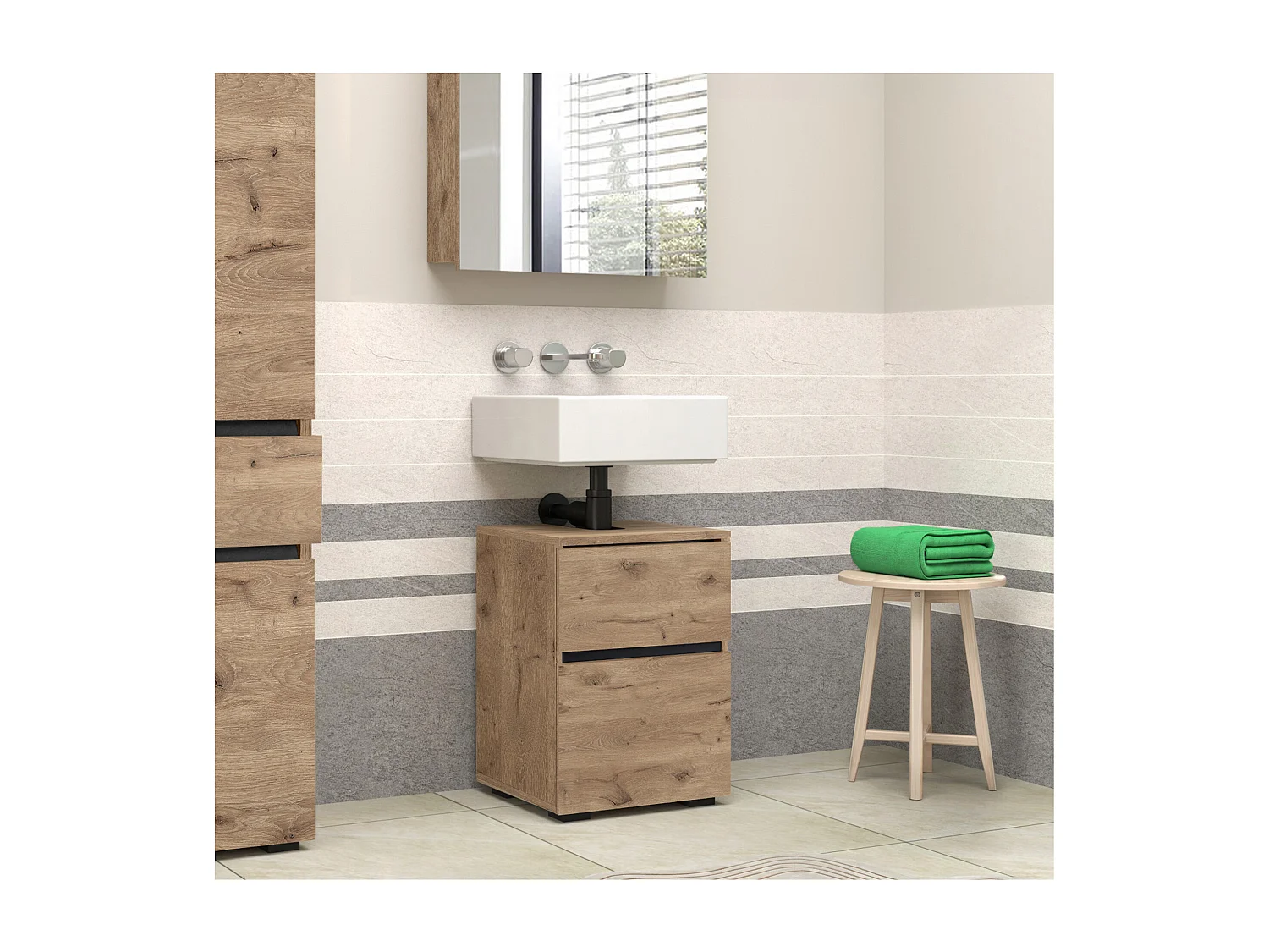 Wisla  | Armoire évier avec 1 porte en aspect chêne