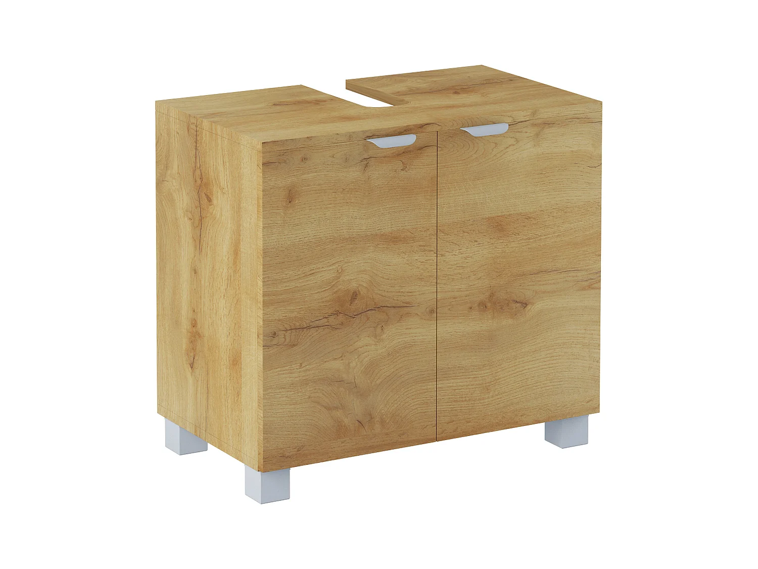 Atlas | Armoire évier avec 2 portes en aspect chêne