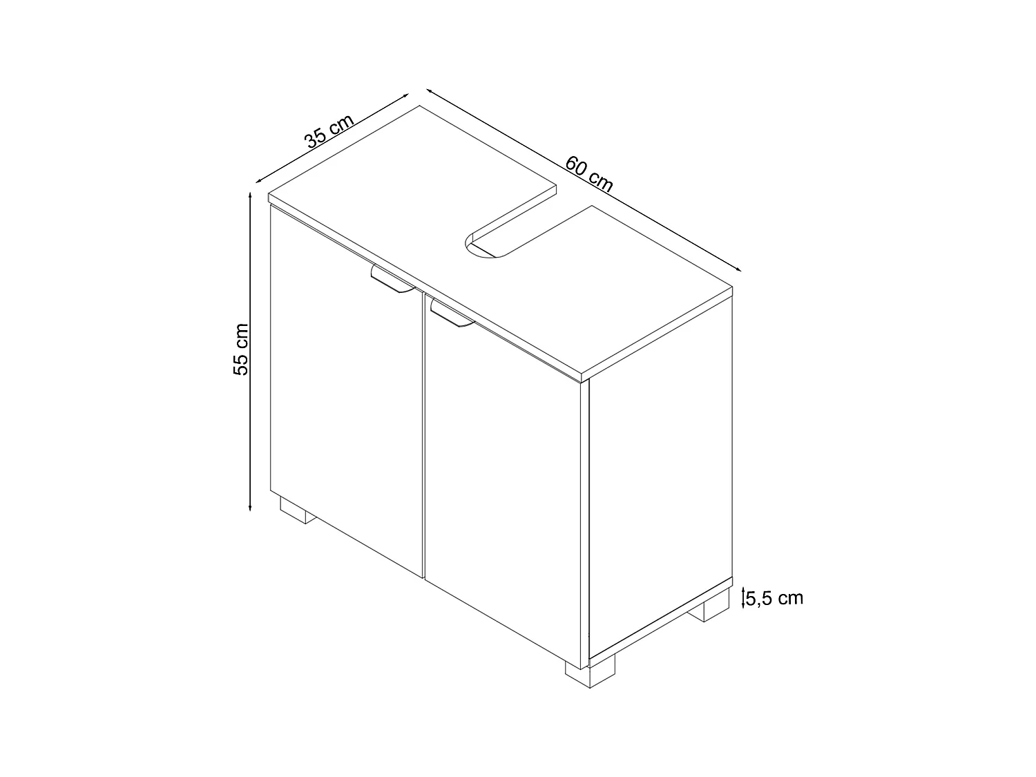 Atlas | Armoire évier avec 2 portes en aspect chêne