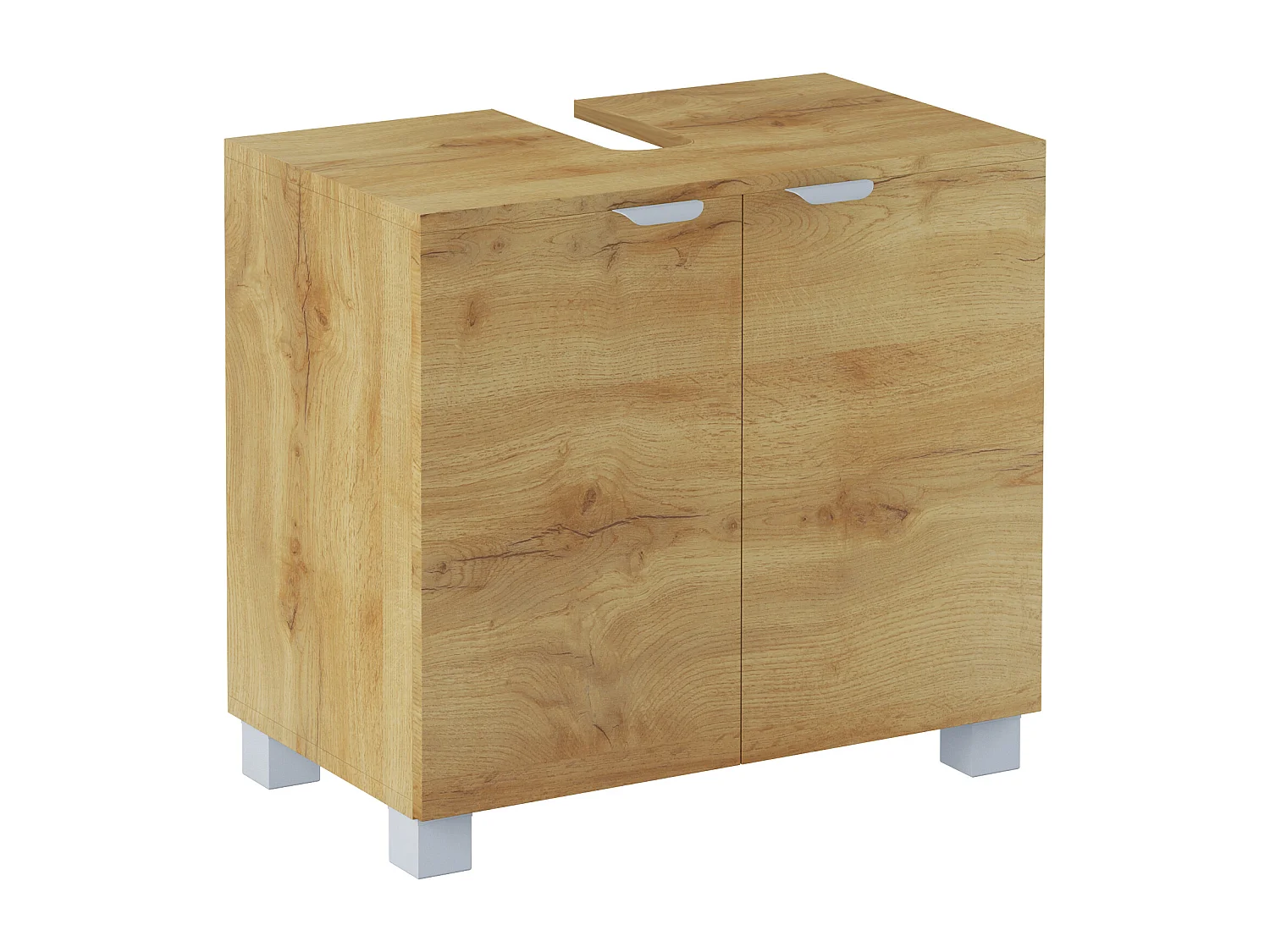 Atlas | Armoire évier avec 2 portes en aspect chêne