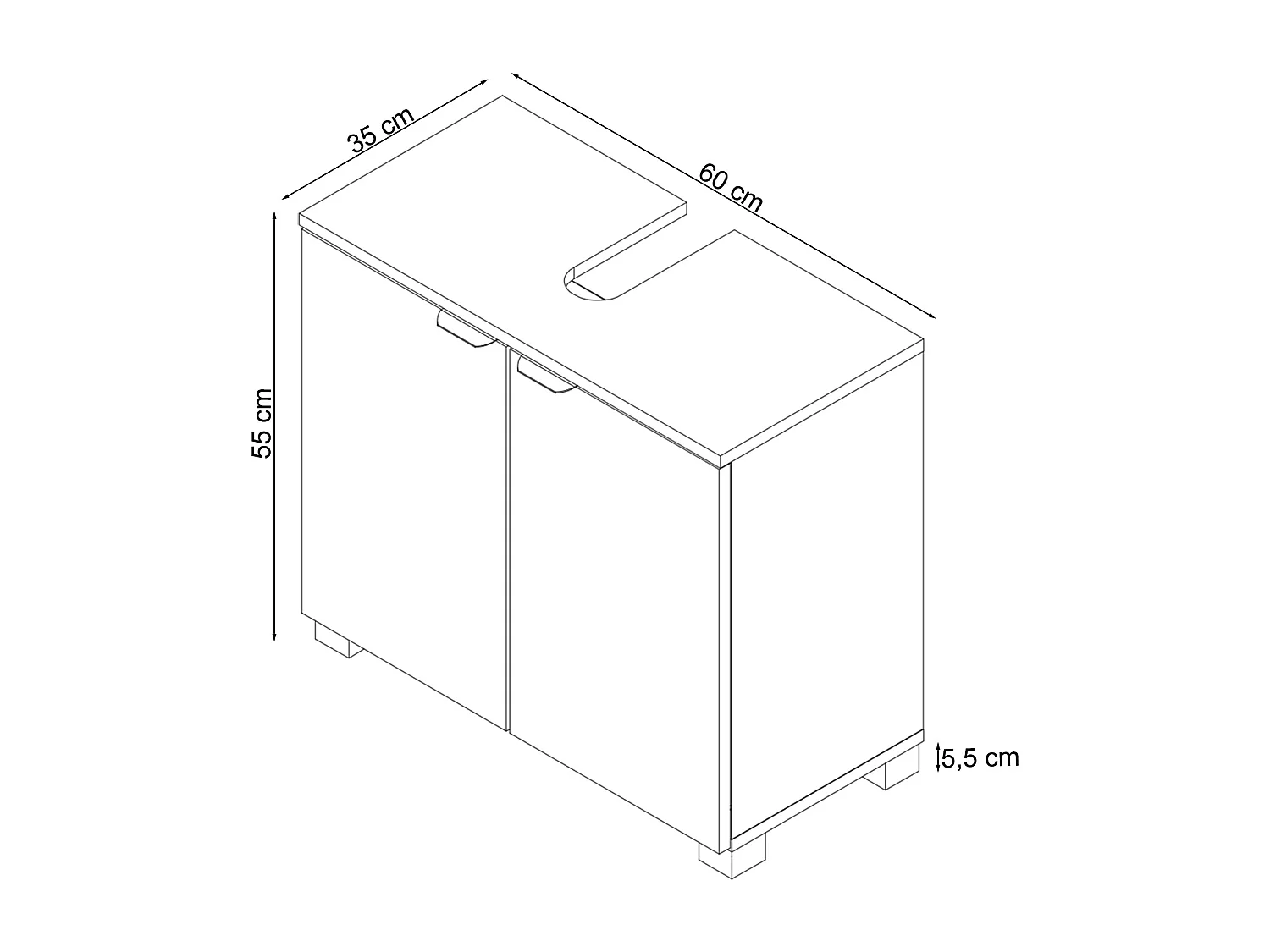 Atlas | Armoire évier avec 2 portes en aspect chêne