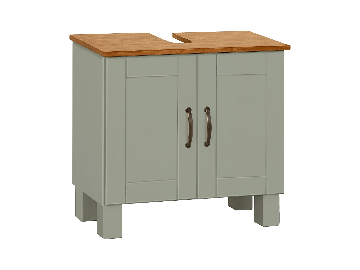 Alby | Meuble évier avec 2 portes en bois aspect vert