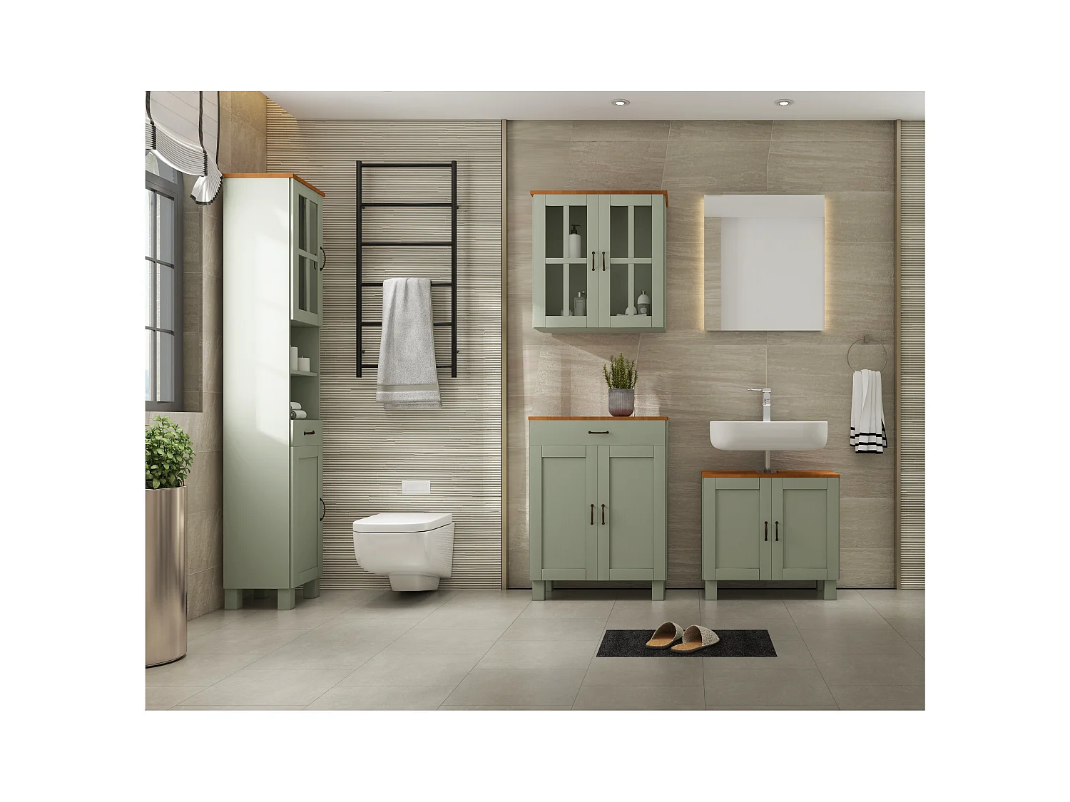 Alby | Mueble fregadero 60 cm con 2 puertas en verde