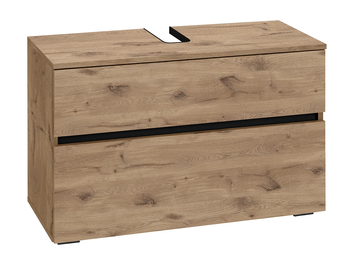 Wisla  | Armoire évier avec 1 porte à rabat et 1 tiroir aspect chêne