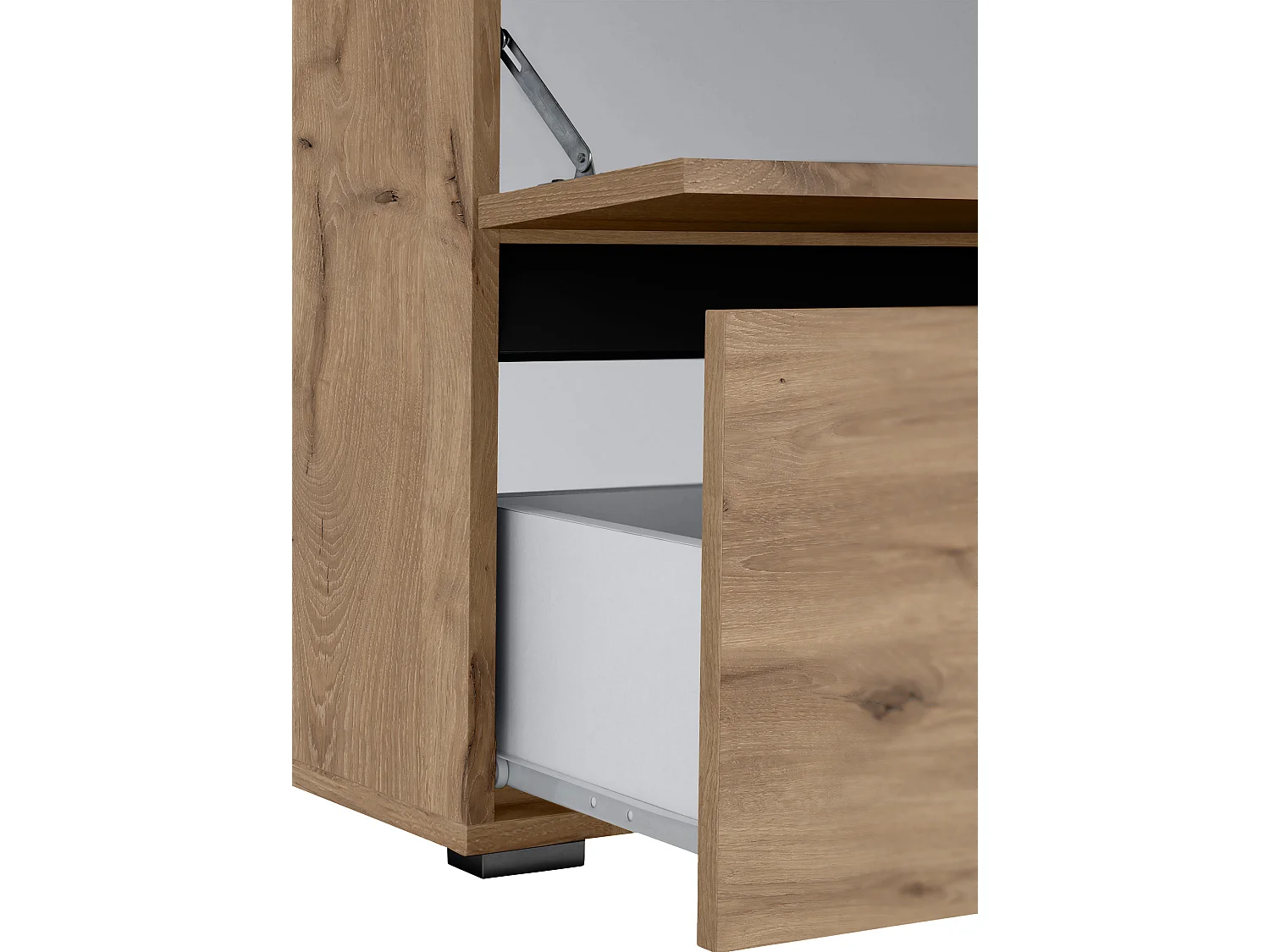 Wisla  | Armoire évier avec 1 porte à rabat et 1 tiroir aspect chêne