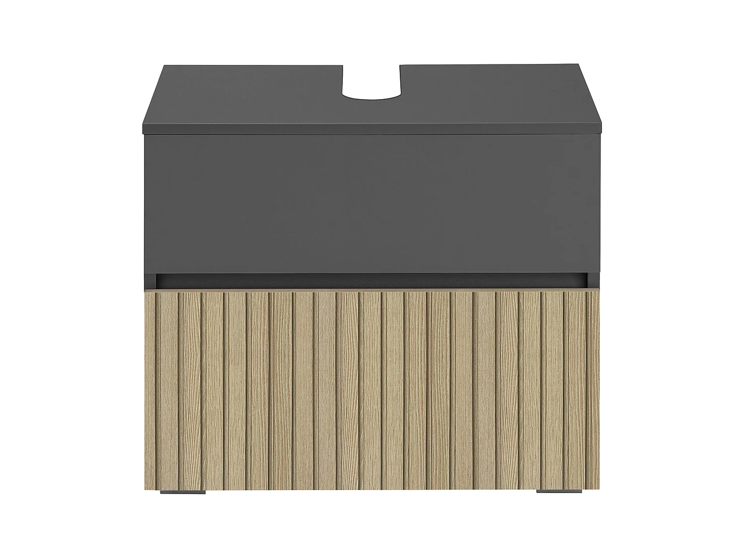 Wisla  | Meuble évier avec 1 rabat 1 tiroir aspect bois anthracite