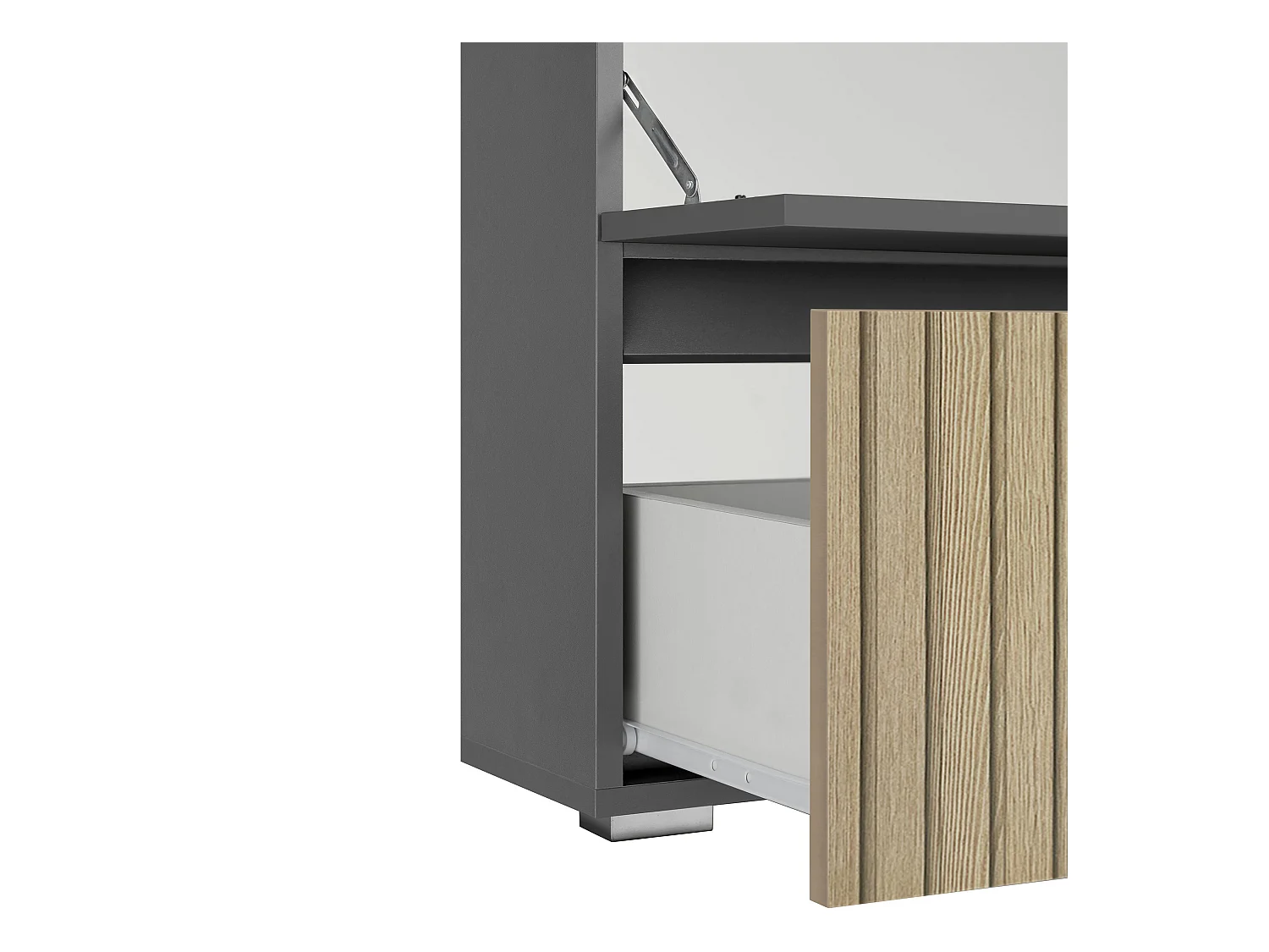 Wisla  | Meuble évier avec 1 rabat 1 tiroir aspect bois anthracite