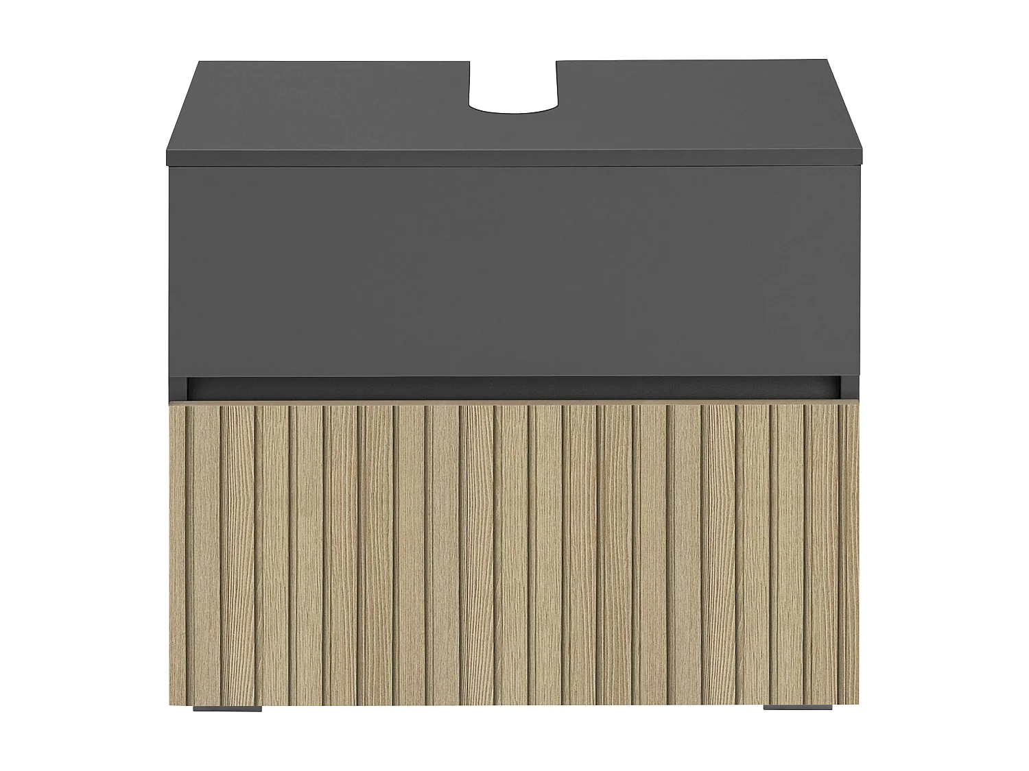 Wisla  | Meuble évier avec 1 rabat 1 tiroir aspect bois anthracite