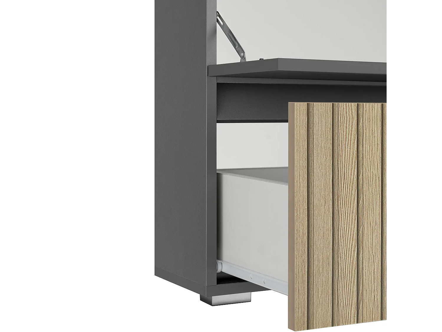 Wisla  | Meuble évier avec 1 rabat 1 tiroir aspect bois anthracite