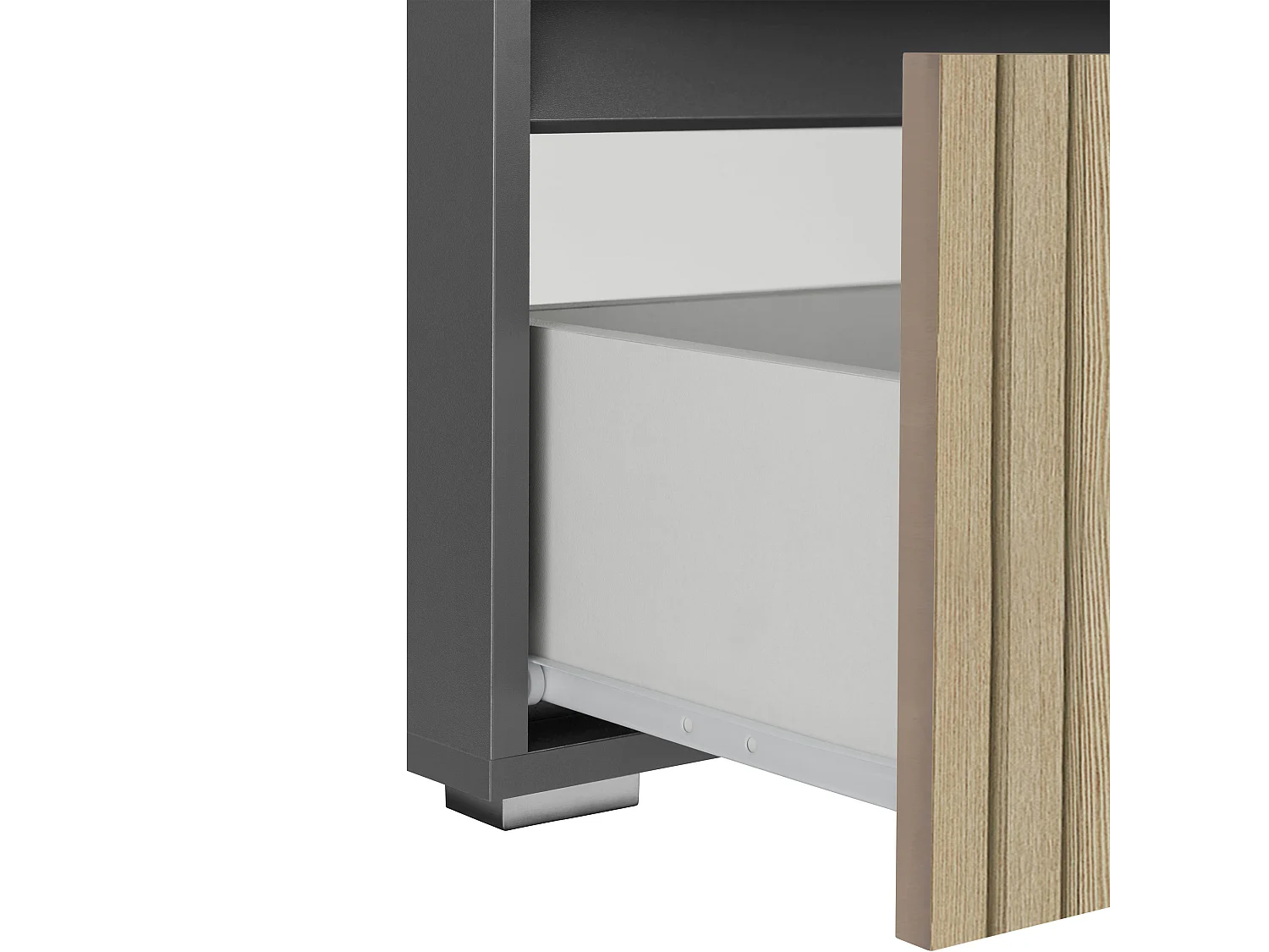 Wisla  | Meuble évier avec 1 rabat 1 tiroir aspect bois anthracite