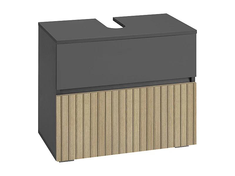 Wisla  | Spoelbakkast met 1 klep 1 lade in houtlook antraciet