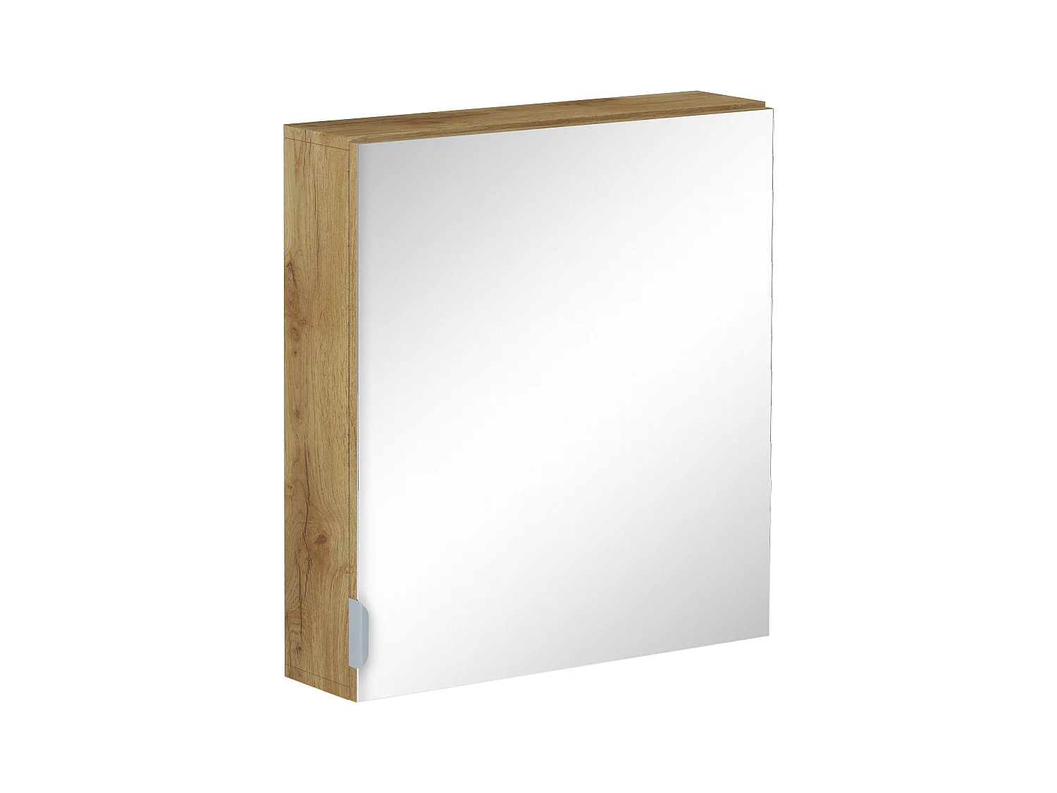 Atlas-Armoire de toilette murale avec miroir 1 porte aspect chêne